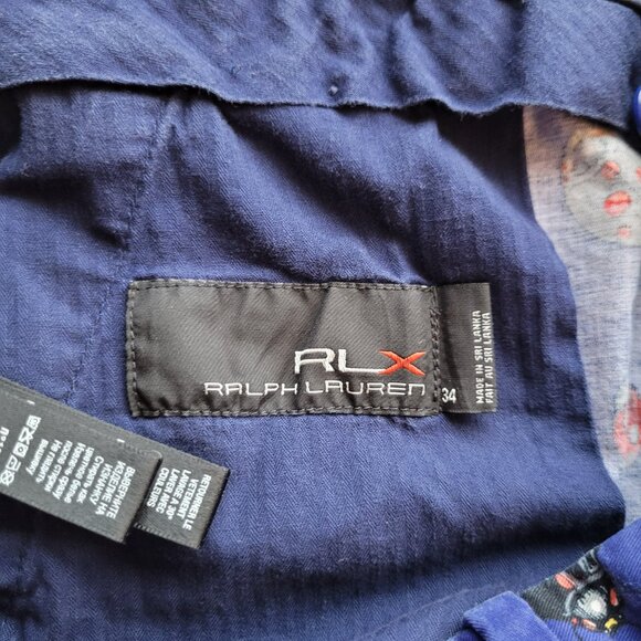 RLX Ralph Lauren Golf Shorts Ladybug Print Purple Blue Men's Size 34 Stretch Fit - Picture 7 of 12
